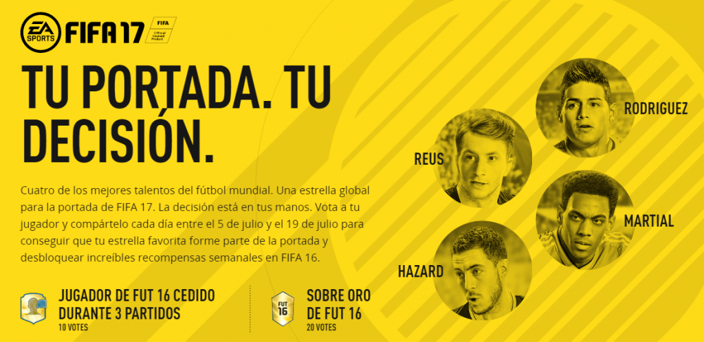 Vota jugador portada FIFA 17