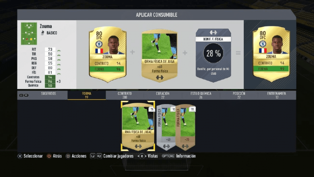 Función de los preparadores físicos en FUT 17