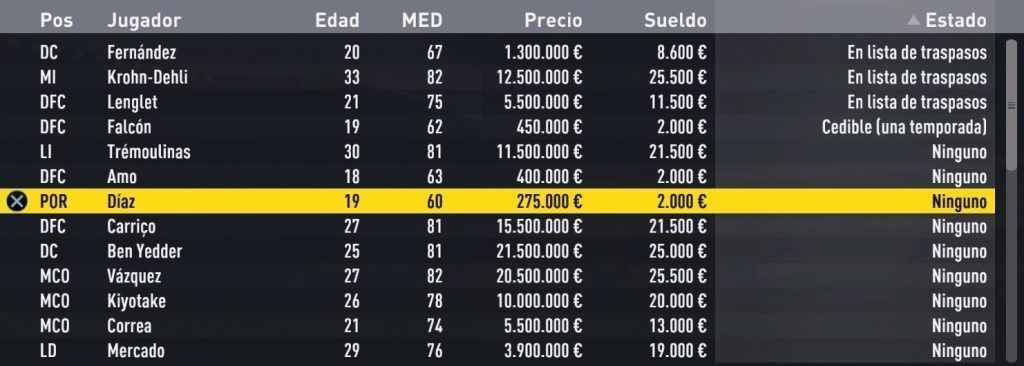 FIFA 17 Carrera (en los menús)