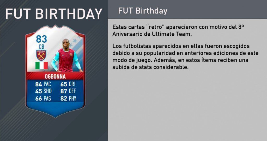 Cartas FUT Bithday FUT 17
