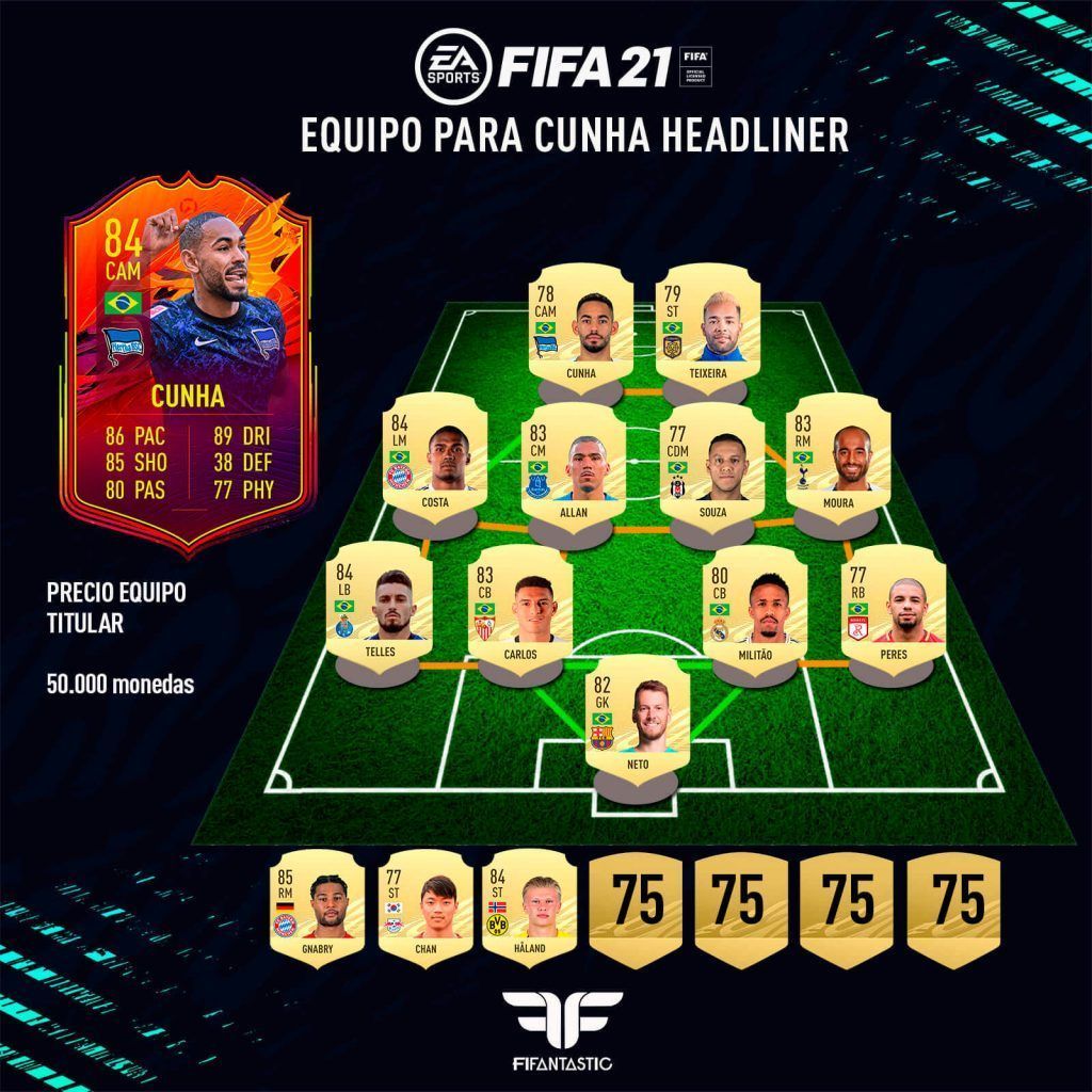 Equipo para Cunha Healiner en FIFA 21 Ultimate Team