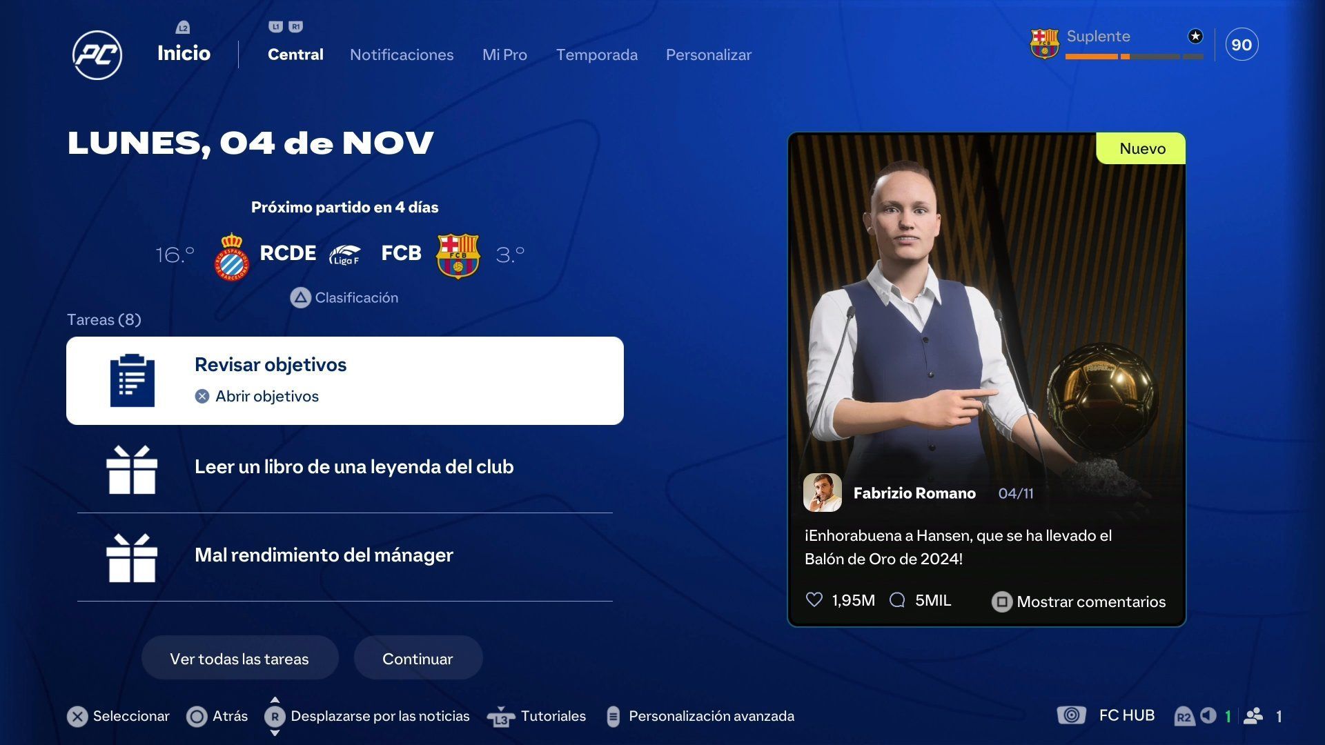 Objetivos Carrera de futbolista de FC 25