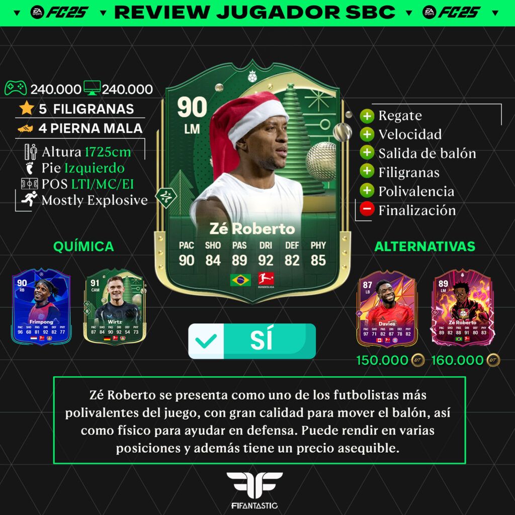Review de Zé Roberto Comodín de invierno en FC 25 Ultimate Team